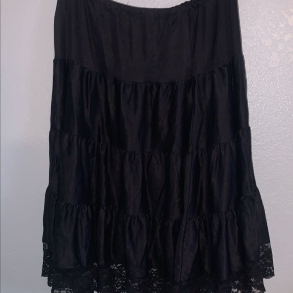 Black silk and lace skirt